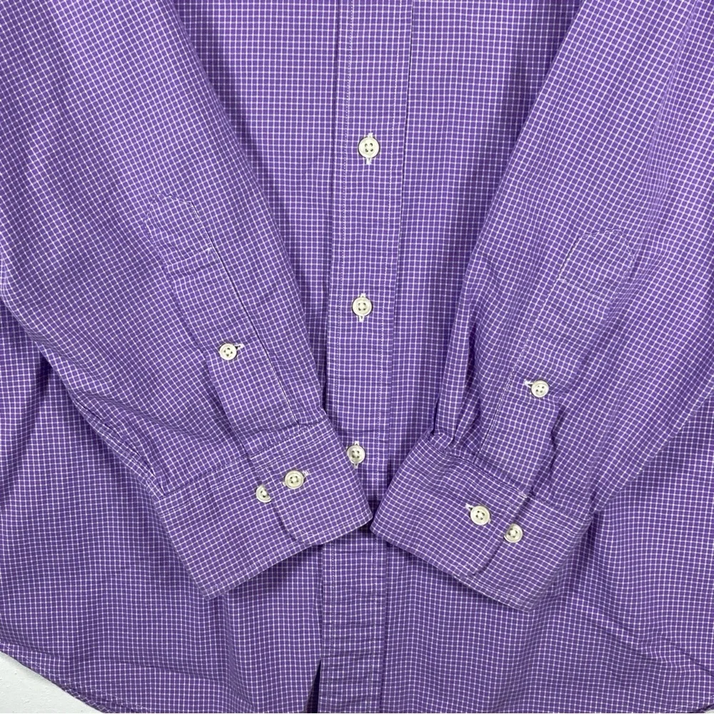 Polo Ralph Lauren Mens Regent Costum Fit 16.5 Purple Check Long Sleeve Button Up - Picture 4 of 15